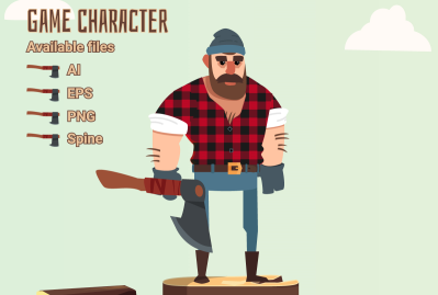 Lumberjack Spine 2D Flat Art Character main cover image
