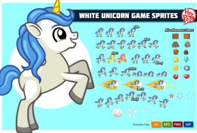 White Unicorn Game Sprites main cover image
